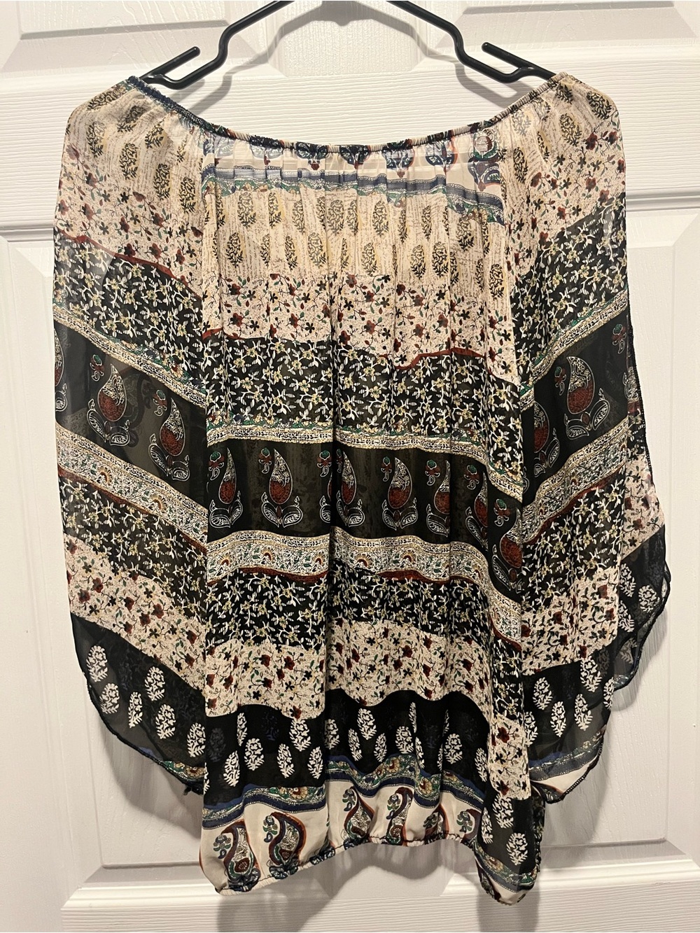 Y2K Vintage Limite Boho Blouse Top Paisley Open Sleeve Brown Cream Medium Women - Picture 6 of 6